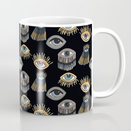 Evil Eyes pattern on black Mug