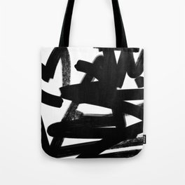 Thinking Out Loud - Black and white abstract painting, raw brush strokes Tote Bag