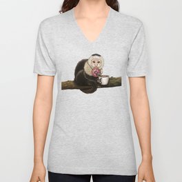 "Capuchin Cappuccino" - Java Jungle collection V Neck T Shirt