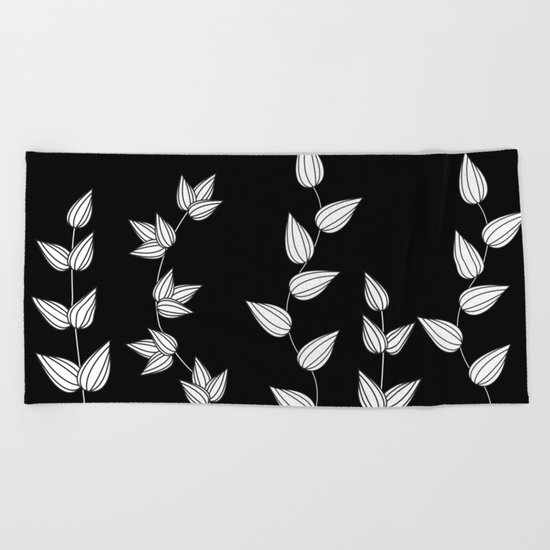 Black and White Garden Beach Towel