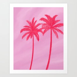 Pink Palm Trees Summer Tropical Aesthetic Art Print