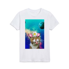 Silly Spring Space Cat  Kids T Shirt