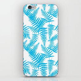 Turquoise Silhouette Fern Leaves Pattern iPhone Skin