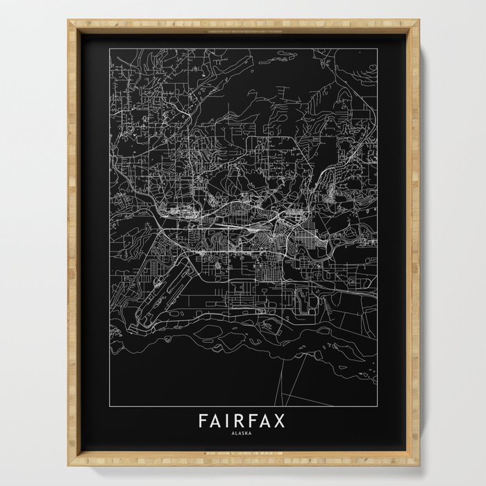 Fairfax Black Map Serving Tray