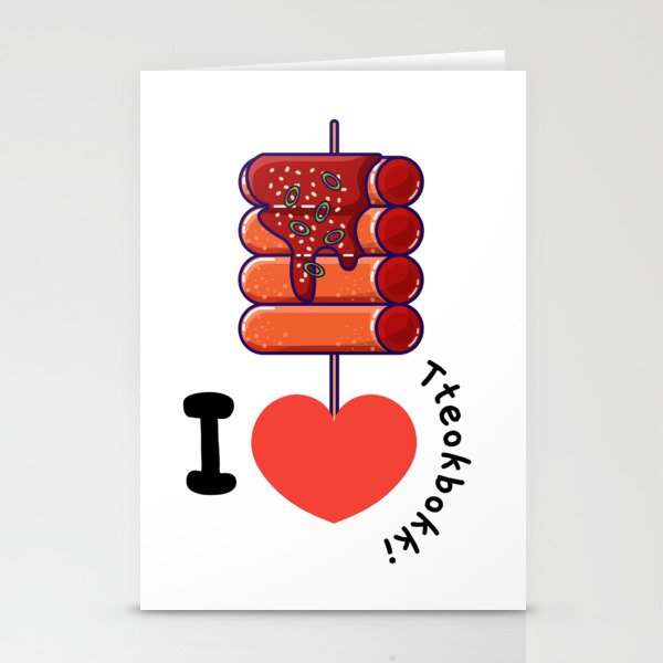 I Love Topokki - Tteokbokki Korean Food Stationery Cards