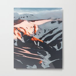 Golden Hour PNW Glacier Mountain Hike Metal Print | Usa, Winter, Photo, Pacificnorthwest, Nature, Curated, Mountainrange, Pnw, Xmas, Snowymountains 