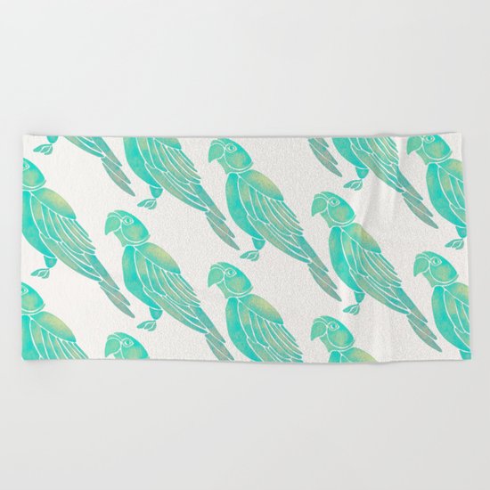 Perched Parrot – Mint Palette Beach Towel
