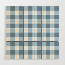 Winter Blue Buffalo Plaid Check Pattern Wood Wall Art