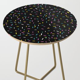 Colorful Sprinkles Jimmies on Black Background Playful Simple Pattern Side Table