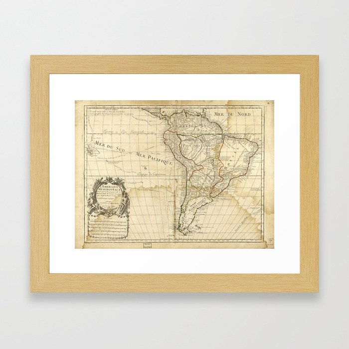 Map of South America circa 1708 (L'Amerique meridionale) Framed Art Print