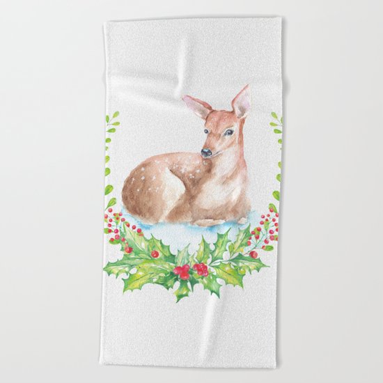 Winter animal #15 Beach Towel