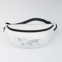 World Map Travel Text Word Cloud Fanny Pack
