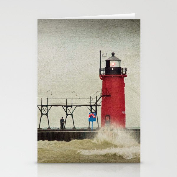 Fishing in the storm Stationery Cards