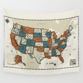 USA Vintage Map Wall Tapestry