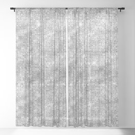 Silver Diamond Studded Glam Pattern Sheer Curtain