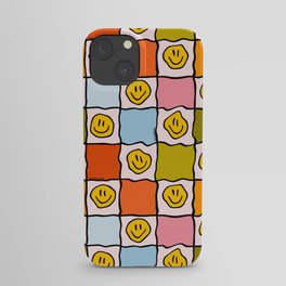 Rainbow Happy Face Checkered Print iPhone Case