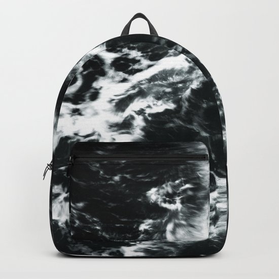 Waves - Black and White Abstract Backpack