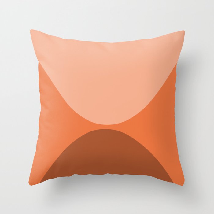 Only Connect - Orange Clay Blush Minimalist Mid-Century Modern Abstract Throw Pillow