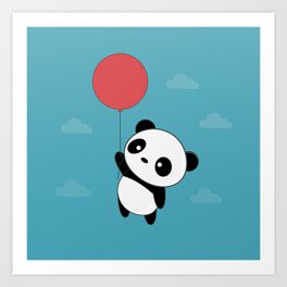 Kawaii Cute Panda Flying Art Print