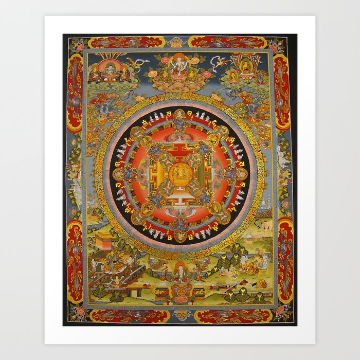 Buddhist Mandala Manjushree Bodhisattva Thangka Art Print