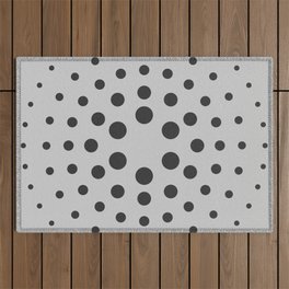 Mid-Century Modern Art - Spiral Dots Black & Grey Outdoor Rug