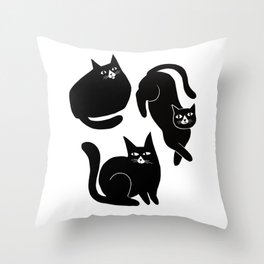 Three Kitty Cats Throw Pillow