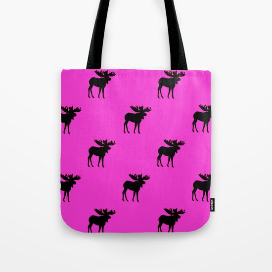 Bull Moose Silhouette - Black on Pink Tote Bag