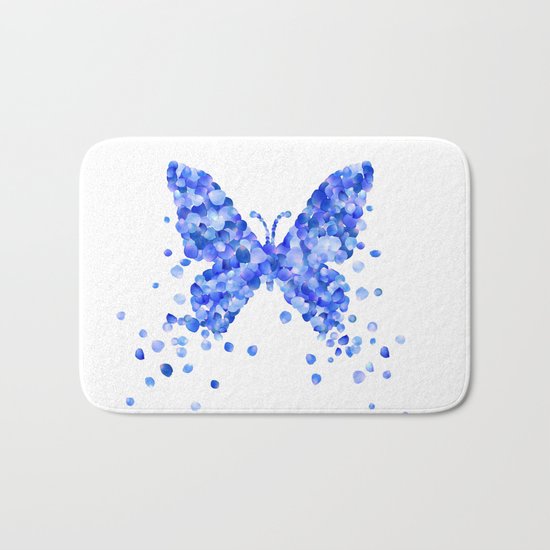 Blue Butterfly Bath Mat