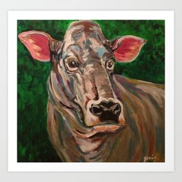Brown Swiss Cow Art Print | Painting, Animal, Nature 