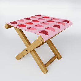 Les Fraises | 01 - Fruit Print Pink And Red Strawberry Preppy Modern Decor Abstract Strawberries Folding Stool