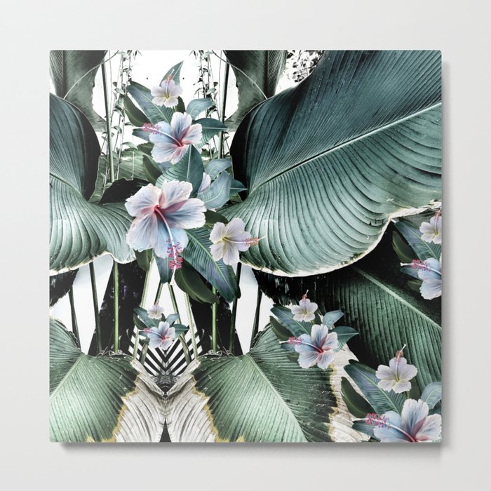Banana leaf tropical paradise, leaves, hibiscus, Hawaii Metal Print