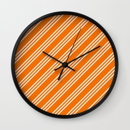 Orange Diagonal Stripes Wall Clock