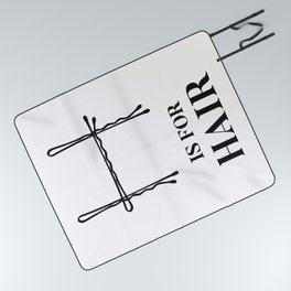 Hair Salon Quote Fashion Beauty Bobby Pins Vanity Woman Black and White  Picnic Blanket