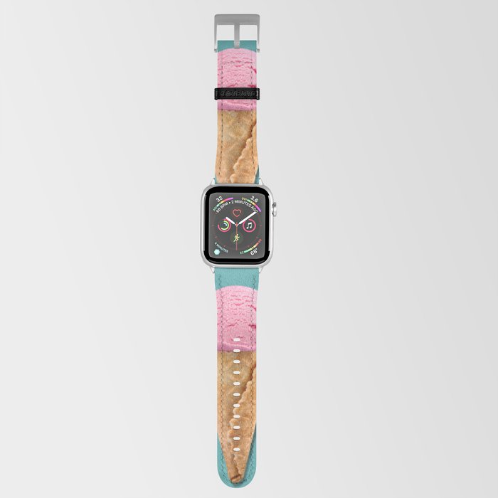 Pink strawberry ice cream cones illustration  Apple Watch Band