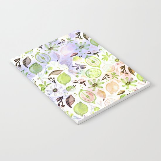 Lemons and flowers- floral Summer pattern on #Society6 Notebook