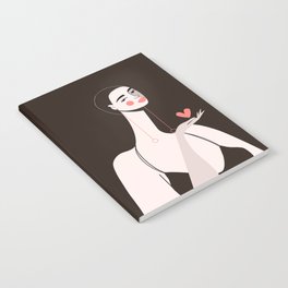 Girl With Pink Heart Notebook