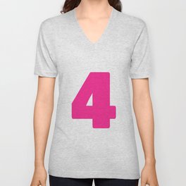 4 (Dark Pink & White Number) V Neck T Shirt