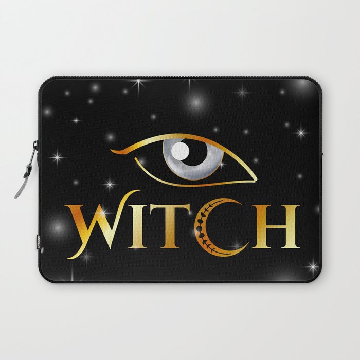 New World Order golden witch eyes with crescent moon	 Laptop Sleeve