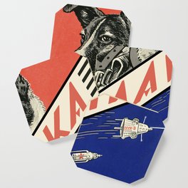 Laika, first space dog — Soviet vintage space poster [Sovietwave] Coaster