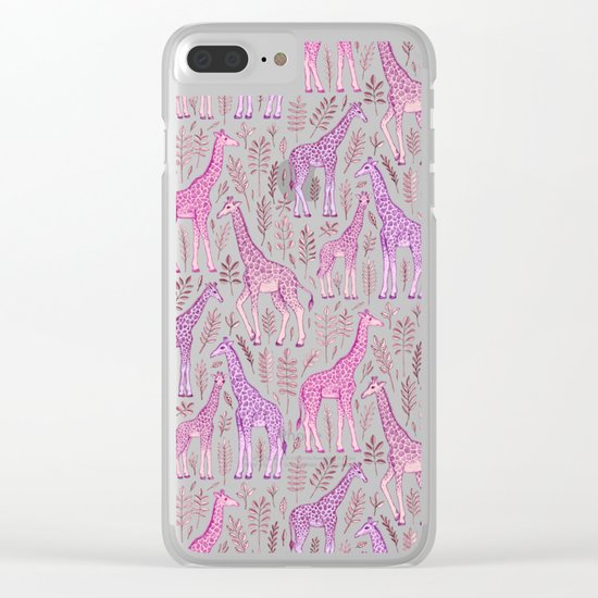 Pink Giraffe Pattern Clear iPhone Case