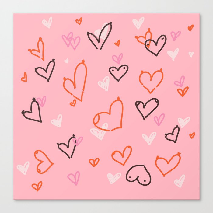Heart Boobies Pink Canvas Print