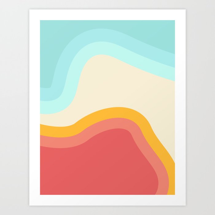 Retro Rainbow Swirls Art Print