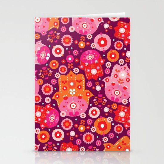 Traditional hamsa illustration hand of fatima oasis Stationery Cards