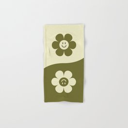 Yin yang retro floral smiley # matcha latte Hand & Bath Towel