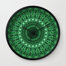 Detailed mandala in light and dark green tones Wall Clock