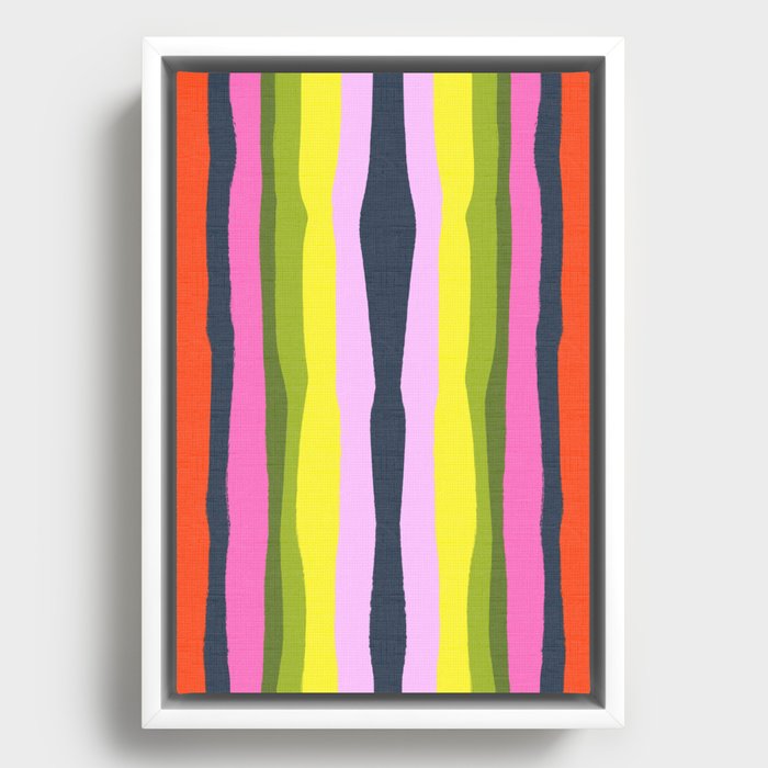 Cheerful Spring Stripes Retro Abstract Framed Canvas