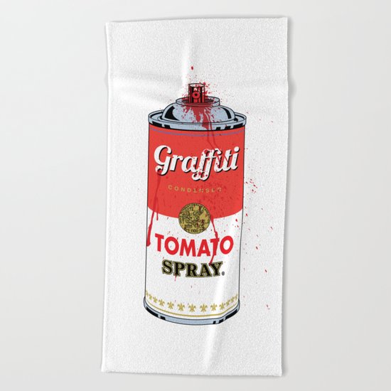 Graffiti Tomato Spray Can Beach Towel