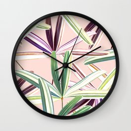 Colorful tropical leaves Wall Clock