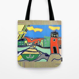 "Faro con barca" Original Digital Art 2014 Tote Bag