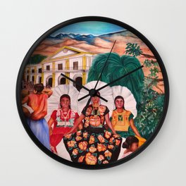 Zapotec Women and Indigenous Dress, Tehuantepec, Isthmus Region, Oaxaca, Mexico portrait painting Wall Clock